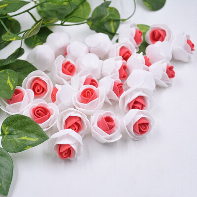 

FUNNYBUNNY 50pcslot 35cm Artificial Foam Rose Two-color Mini Flower Head Wedding Party Home DIY Decorative Materials