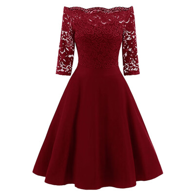 

Plus Size Lace Off Shoulder Vintage Dress