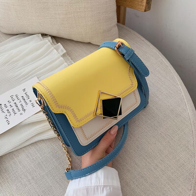 

Summer contrast color bag female bag new small fresh Korean version of the wild single shoulder slung chain small square