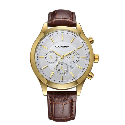 

Gobestart Mens Leather Military Alloy Analog Quartz Wrist Watch Business Date Watches