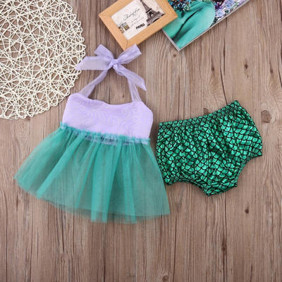 

Newborn Baby Girls Tulle TopsBottoms Briefs Mermaid 2pcs Outfits Set Clothes