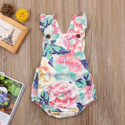 

Fashion Summer Clothes Peony Printing Rompers Newborn Baby Girls Floral Romper Jumpsuit Outfits