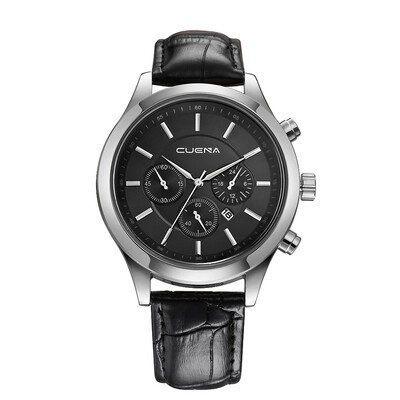 

Gobestart Mens Leather Military Alloy Analog Quartz Wrist Watch Business Date Watches