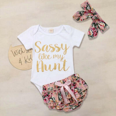 

3Pcs Newborn Baby Girl Tops Romper Floral Shorts Pants Dress Outfits Set Clothes