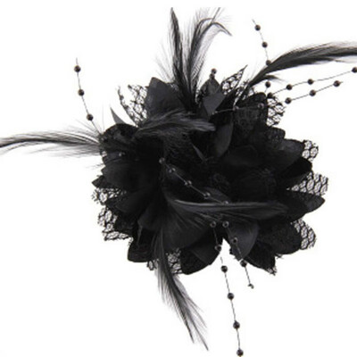 

Hot Flower Feather Bead Corsage Hair Clips Fascinator Bridal Hairband Brooch Pin