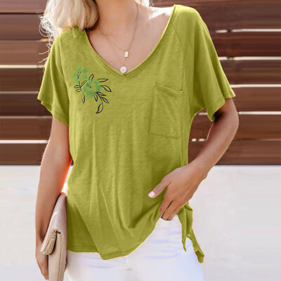 

Starmoon Womens Summer Fashion T-shirt With Circle Collar Print Short Sleeve Top Blouse