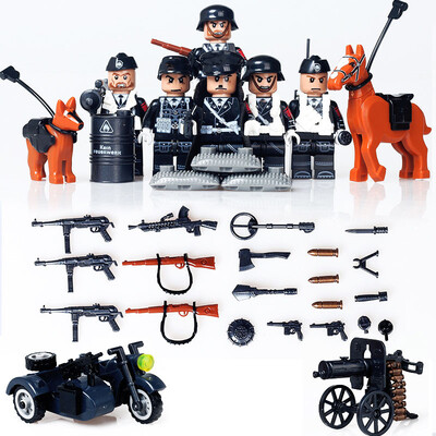 

6PCS Military Figures With Weapons Building Blocks Set Compatible LegoINGlys Soldiers ww2 Army Bricks Gift Toys For Children Boy