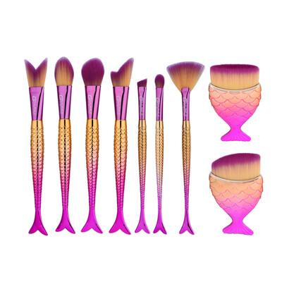 

Toponeto 9PCS Fish Scale Brush Fishtail Bottom Brush Powder Blush Makeup Cosmetic Brush