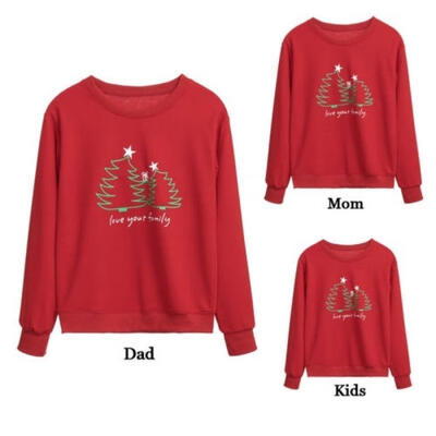 

The New Hot Selling Family Fashion Parent-Child Christmas Hooded Pullover Cute Warm Long Sleeve Tops