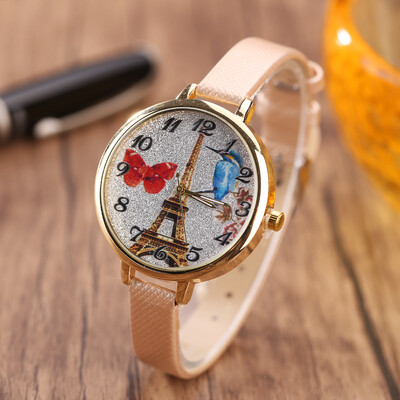 

Silver powder Paris Tower ladies fine watch with personality quartz