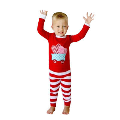 

Christmas Kids Baby Toddler Girls Boys Outfit Clothes 2Pcs Stripe TopsPants Set