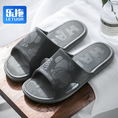 

Le drag couple slippers men&women models exquisite work home leisure bathroom non-slip comfort insole HappyKoala fine pattern SJ1910 light gray 4243 yards