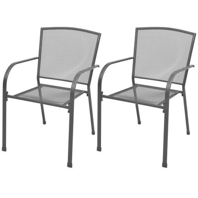 

Stackable Garden Chairs 2 pcs Steel Gray