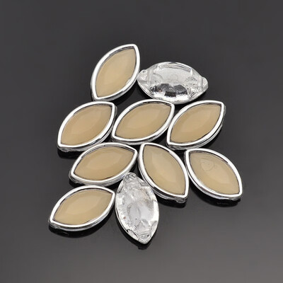 

Sew on Taiwan Acrylic Silver Plated Garment Accessories Horse Eye NavajoWhite 17x9x6mm Hole 1mm