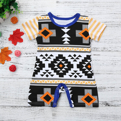 

Toddler Baby Boys Geometry Print One-Piece Jumpsuit Short Sleev Romper Playsuit