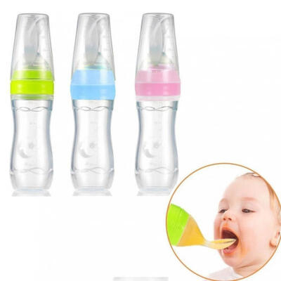 

Infant Nipple Pacifier Baby Feeding Tool Milk Bottle With Spoon Silicone Gel