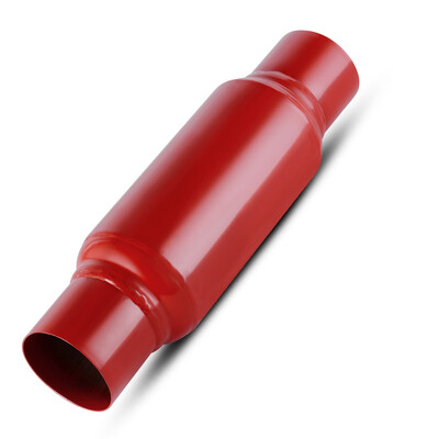 

Universal Muffler 25inch Inlet&OutletStainless Steel High Flow Performance Race Exhaust Muffler Deep Tone - Powder Coated Red