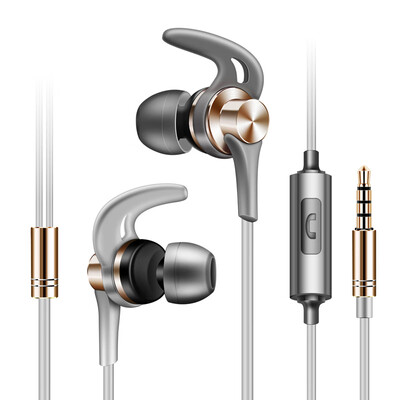 

J02 Horn Headphone Shark Fin Metal In-Ear Mobile Phone Headphones Sports Subwoofer Headphones