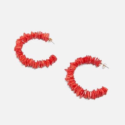 

2019 Fashion Bohemia Naturel Stone Pearl Acetate Hoop Earrings for Women Ethnic Beads Hoops Alloy Earring za jewelry Female
