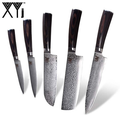 

XYj Damascus Steel Kitchen knife 8" 7" 7" 5" 45" Japanese Damascus Steel Pattern Blade Knife Best Kitchen Knives