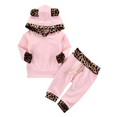 

Kids Newborn Baby Girls Hoodie Sweatshirt T-Shirtleopard Leggings Pants Outfits