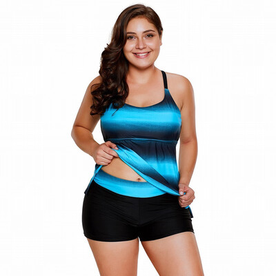

Tube top cross strap flat angle split with chest pad Plus Size swimsuit