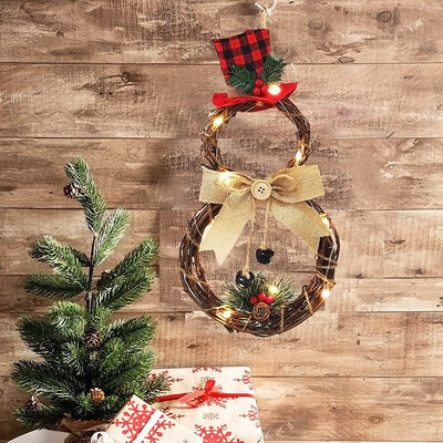 

Christmas Wreath With Battery Powered LED Light String Front Door Hanging Garland Holiday Home Decorations