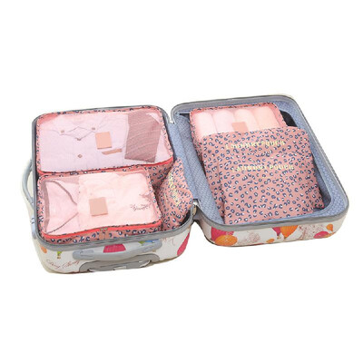 

6PcsSet Portable Luggage Travel Bag Ladies Clothes Underwear Sorting Organizer Large Capacity Packaging Accessories Pink