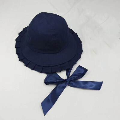 

Lin Small House with black pleated ribbon tied with sun-shielded hat sweet summer student fisherman hat basin tide