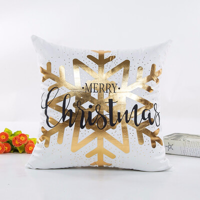 

Gold Foil Printing Case Sofa Waist Throw Polyester Cusion Cover Christmas Pillow Bedroom Living Room Decor Accessories