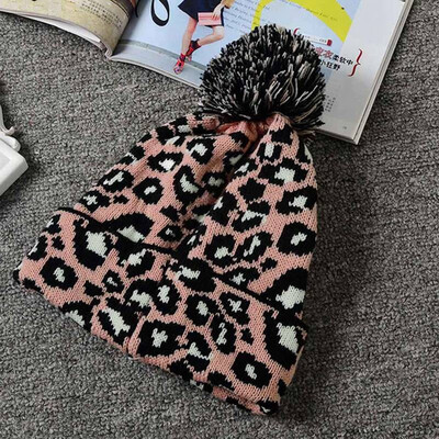 

Leopard Print Knit Beanie Pom Cap Warm Winter Skull Hat Ski Fashion Unisex New