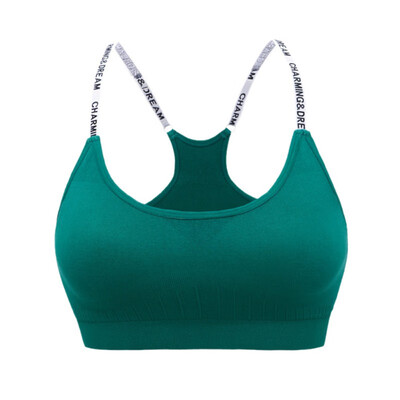 

Adjusted Y-Line Letter Straps Fitness Bras Shake Proof Underwear Tops Women Wireless Workout Bras