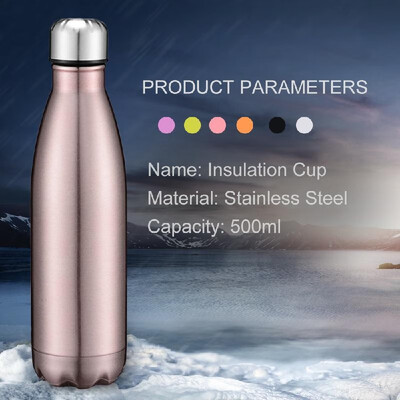 

Water Bottle Stainless Steel 500ml Insulated Cup Vacuum Insulated Water Bottle Bright Exterior Keeps Cold Hot for Long Time