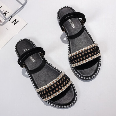 

Sandals Female Summer Student Flat Bottom Korean Version Baitao Roman Simple Slippers Fashion One Shoe Two Wears