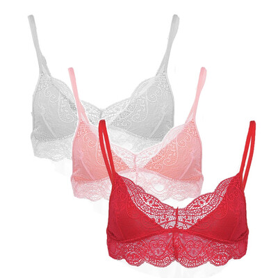 

Toponeto 3PC Women Plus Size Vest Wireless Bra Lingerie Sexy V-Neck Underwear Camisole