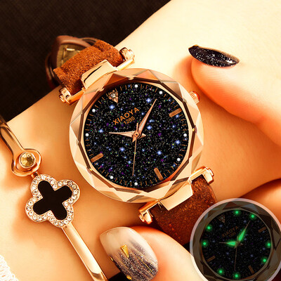 

Womens Watch Female Student Waterproof Fashion Korean Simple Leisure Starry Sky with Quartz Watch