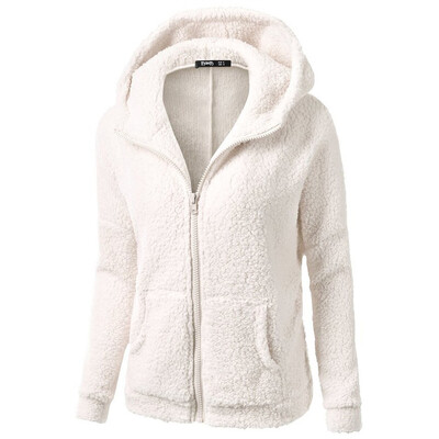 

Roseonmyhand Women Hooded Sweater Coat Winter Warm Wool Zipper Coat Cotton Coat Outwear