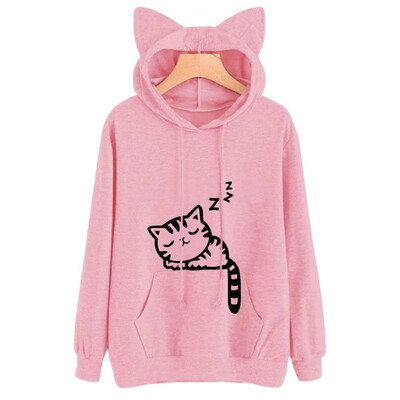 

Women\ Loose Cat Hooded Sweater