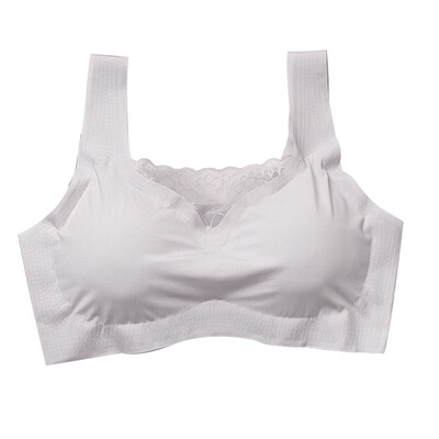 

Wrapped Chest Solid Color Lace Stitching Wide Shoulder Strap Stretch Sports Bra