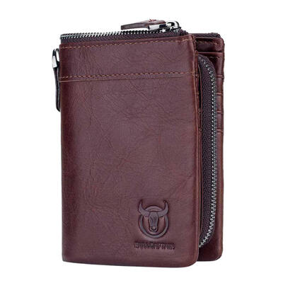 

BULLCAPTAIN Genuine Leather Multi-slot Short Wallet Folding Men Card Holder