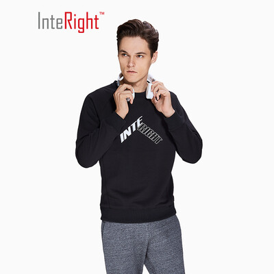 

INTERIGHT round neck&velvet printed sweater black