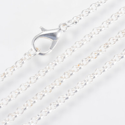 

Iron Rolo Chains Necklace Makings with Lobster Clasps Soldered Silver 295"75cm