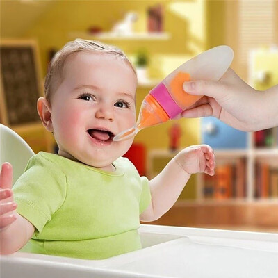 

Gobestart Baby Bottle Crowd Training Silicone Bottle Spoonfood Supplement Bottl