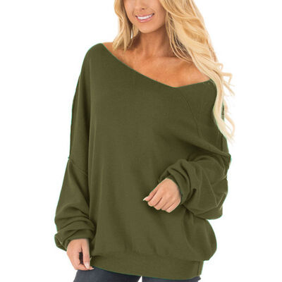 

Womens spring&autumn new diagonal shoulder sweater long sleeve