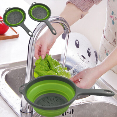 

Toponeto Fruit Vegetable Washing Strainer Folding Silicone Basket With Handle