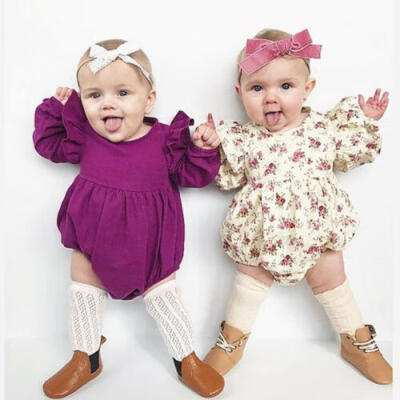 

Infant Toddler Baby Girls Floral Romper Flying Sleeve Bodysuit Jumpsuit Outfits