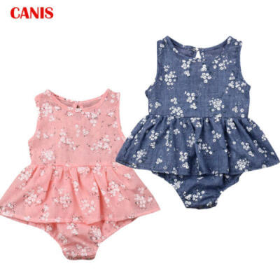 

Newborn Baby Girl Summer Flower Ruffle Romper Bodysuit Jumpsuit Outfits Sunsuit