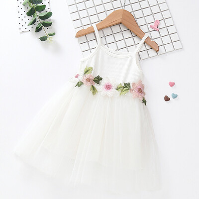 

Toddler Kids Baby Girl Floral Princess Party Strap Tulle Dresses Casual Clothes