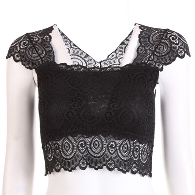 

Sexy Lace Vest Tank Bra Bustier Crop Top Female Floral Cami Padded Tank Tops Womens Intimates T8
