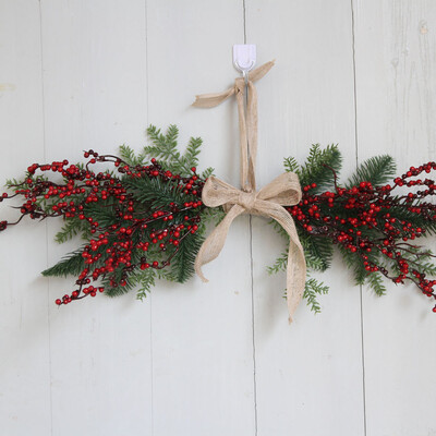 

〖Follure〗Christmas Wreath Door Wall Ornament Pentagram Hanging Decoration With Bowknot